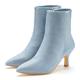 Stiefelette LASCANA Gr. 40, blau (denimblau) Damen Schuhe Reißverschlussstiefeletten High-Heel Ankle Stiefel in Denim-Optik VEGAN