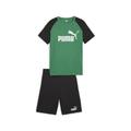 Jogginganzug PUMA "Polyester Shorts-Set Jungen" Gr. 128, grün (archive green) Kinder Sportanzüge Trainingsanzüge