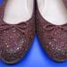 J. Crew Shoes | J. Crew Camille Round Toe Flats 0.5" Heel In Ruby Red Sequin + Bow Size 10 Italy | Color: Purple/Red | Size: 10