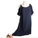 Anthropologie Dresses | Maple | Navy Blue Shift Dress Cold Shoulder W/ Button Detail Short Sleeves | Color: Blue | Size: M