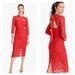 J. Crew Dresses | J. Crew Long-Sleeve Lace Sheath Dress Back Bow Open Back Size 2 Red | Color: Red | Size: 2