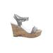 Unisa Wedges: Silver Print Shoes - Women's Size 8 - Open Toe