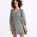 Madewell Dresses | Madewell V-Neck Button-Front Mini Dress In Forest Leaves Green {S31} | Color: Cream/Green | Size: M