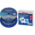 Verbatim BD-R SL Blu Ray Rohlinge, Datalife Blu Ray Disc mit 25 GB Datenspeicher & Hama CD-/DVD-/Blu-ray Papierhüllen (mit transparentem Sichtfenster, verschließbar) 100er-Pack, weiß