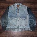 Levi's Jackets & Coats | Levi's Premium Sherpa Lined Denim Bomber Jacket Satin Sleeves Men’s Size 2xl | Color: Blue | Size: 2xl