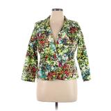 New Directions Blazer Jacket: Green Print Jackets & Outerwear - Women's Size 1X Petite
