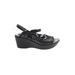 Naot Wedges: Slingback Platform Boho Chic Black Print Shoes - Women's Size 40 - Open Toe