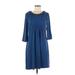 AB Studio Casual Dress Scoop Neck 3/4 sleeves: Blue Print Dresses - Women's Size Medium