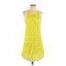 GB Casual Dress - Mini Scoop Neck Sleeveless: Yellow Dresses - Women's Size Small