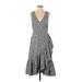 Great Jones Casual Dress - A-Line V Neck Sleeveless: Gray Print Dresses - Women's Size 4