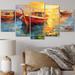 Design Art Boats In The Harbor II On Metal 5 Pieces Print Metal in Blue | Wayfair MT101895-373