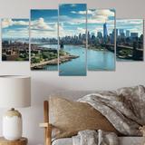 Design Art 5 Cityscape Of Nyc Usa IV Wall Decor Set Metal in Gray/Green | 32 H x 60 W x 1 D in | Wayfair MT68726-373