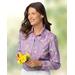 Appleseeds Women's Botanical Floral Button-Front Blouse - Purple - L - Misses