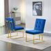 Everly Quinn Modern Dining Chair Set Of 2 Upholstered/Metal/Fabric in Blue/Yellow/Brown | 37.4 H x 20.5 W x 27.8 D in | Wayfair