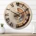 East Urban Home Rizwan Solid Wood Wall Clock Solid Wood in Brown/White | 23 H x 23 W x 1 D in | Wayfair FC6101EB73A44E2DBDEF40536929796C