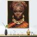 Ebern Designs Beautiful African Lady Traditional Style Attire I On Canvas Print Plastic in Brown/Orange | 44 H x 34 W x 1.5 D in | Wayfair
