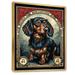 Winston Porter Retro Stamp Illustration Of Cute Dachshund On Canvas Print Metal in Black/Brown/Red | 32 H x 24 W x 1 D in | Wayfair