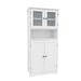 Winston Porter Tall Glass Door Storage Cabinet w/ Adjustable Shelves & Open Shelf in White | 50 H x 23 W x 11 D in | Wayfair