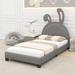 Zoomie Kids Aadvi Upholstered Panel Bed Upholstered, Leather in Gray | 52.8 H x 41.3 W x 79.5 D in | Wayfair 880D6337858C4C779D384B827EDB28DA