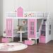 Harper Orchard Alingtons Full-Over-Full Bunk Bed w/ Changeable Table, Turn into Upper Bed & Down Desk, in Pink | Wayfair