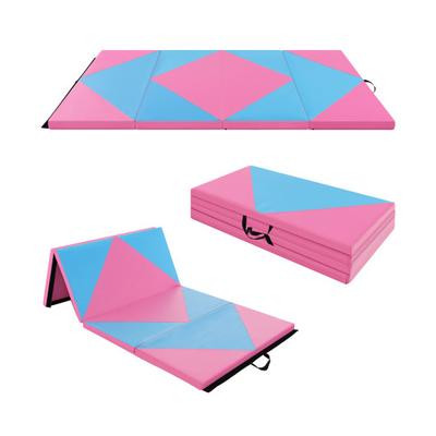 Costway 8 Feet PU Leather Folding Gymnastics Mat w...