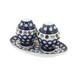 Blue Rose Polish Pottery 1282 Zaklady Salt & Pepper Shakers with Plate