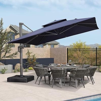 PURPLE LEAF Patio Cantilever Umbrella with 360 Degree Rotation