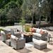 XIZZI Outdoor Patio Furniture 10-Piece Rattan Wicker Conversation Sofa Set with Fire Pit