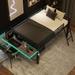 Full Size Metal Gaming Loft Storage Bed with Desk , LED Lights, Black