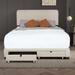 Upholstered Platform Bed with Adjustable LED Headboard and Footboard Drawers