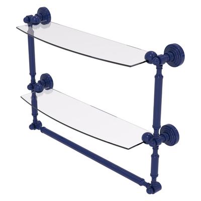 Allied Brass Waverly Place Collection 18 Inch Two Tiered Glass Shelf with Integrated Towel Bar