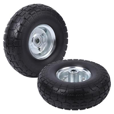 10 Inch Solid Rubber Tires with 5/8" Bearings, 4.10/3.50-4 Air Less Tires Wheels