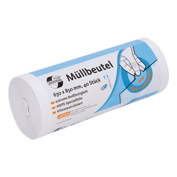 Deiss 40 Müllbeutel »UNIVERSAL PLUS®« 80 Liter weiß grau, 63x85 cm