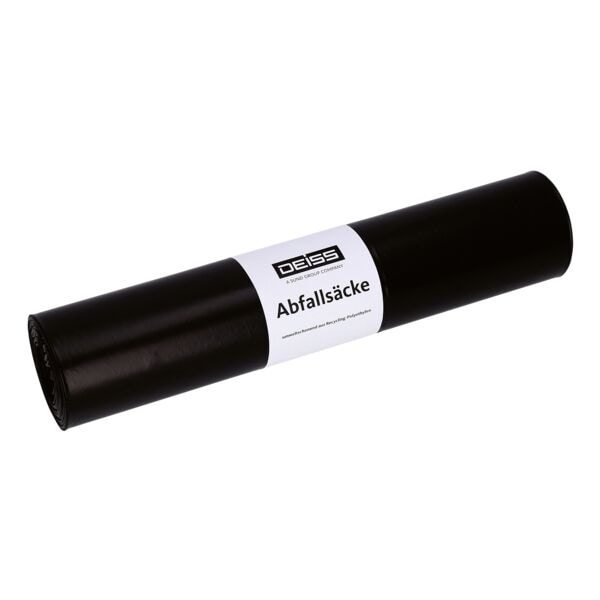 Deiss 25 Müllbeutel aus Recyclingmaterial 70 Liter Typ 60 schwarz, 57.5x100 cm