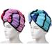 2 Pack 100% Cotton Hair Towel Wrap Hair Drying Towel with Button for Women Dry Hair Hat Shower Head Towel (red & Blue)