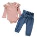 Bodysuit+Denim Romper Girls Jeans Baby Set Clothes Kids Outfits Pants Girls Outfits&Set