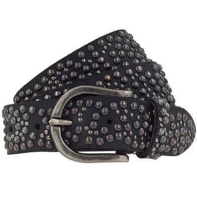 b.belt Nietengürtel Leder 100 cm Schwarz Damen Image