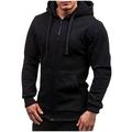 AOOCHASLIY Fall Tops Men New Fashion All-match Zipper Hooded Sweater Coat Men s Solid Color Sweatshirt