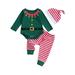 Infant Baby Boy Girl Christmas Outfits Santa Claus Long Sleeve Romper+Striped Pants+Hat Clothes Set