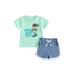 TheFound 2Pcs Baby Boy Summer Outfits Cartoon Letter Print Tops + Shorts Set