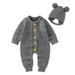 ASFGIMUJ Toddler Girl Sweater Baby Girl Boy Cotton Knitted Sweater Romper Jumpsuit Outfits Hat Set Knitted Cardigan Grey 0 Months-3 Months