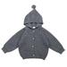 ASFGIMUJ Girls Sweater Children S Sweater Autumn Boys And Girls Solid Color Hooded Cardigan Baby Knitted Wool Coat Knit Sweater Grey 3 Years-4 Years