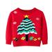 ASFGIMUJ Girls Sweaters Boys Girls Christmas Trees Cartoon Sweater Long Sleeve Warm Knitted Pullover Knitwear Xmas Tops Knitted Sweater Red 3 Years-4 Years