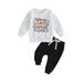 Baby Boy Halloween Outfits Letter Print Sweatshirt and Elastic Pants