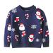 ASFGIMUJ Girls Sweaters Boys Girls Winter Long Sleeve Christmas Cartoon Knit Sweater Base Warm Sweater For Children Clothes Knitted Sweater Navy 5 Years-6 Years