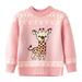 ASFGIMUJ Girls Sweater Boys Girls Winter Long Sleeve Christmas Cartoon Deer Knit Sweater Base Warm Sweater For Children Clothes Knitted Sweater Pink 5 Years-6 Years