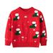 ASFGIMUJ Baby Girl Sweater Boys Girls Christmas Cartoon Sweater Long Sleeve Warm Knitted Pullover Knitwear Tops Knit Sweater Red 5 Years-6 Years