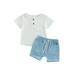 TheFound 2Pcs Baby Boy Summer Outfits Button Down Pocket Tops + Shorts Set