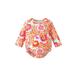 TheFound Toddler Girls Long Sleeve Round Neck Floral Romper Bathing Suit