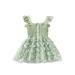 Huakaishijie Girl Summer Dress Sleeveless Button Front Butterfly A-line Dress